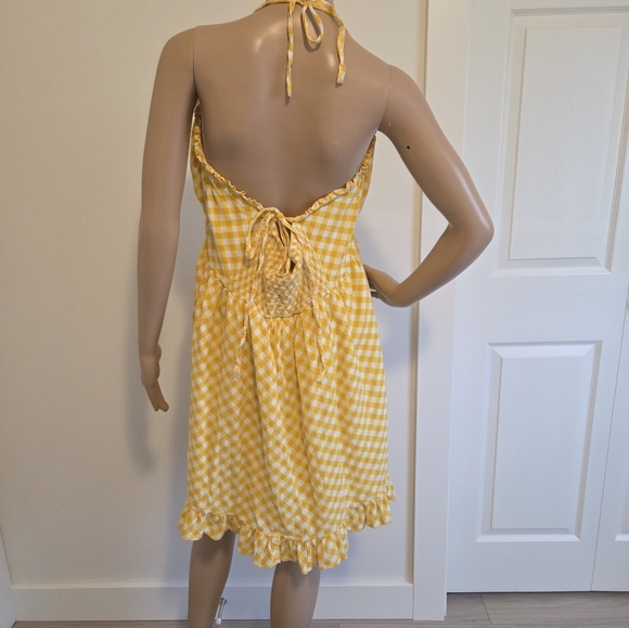 Aerie Yellow Checkered Tie Strap Corset Mini Dress - Picture 5 of 8